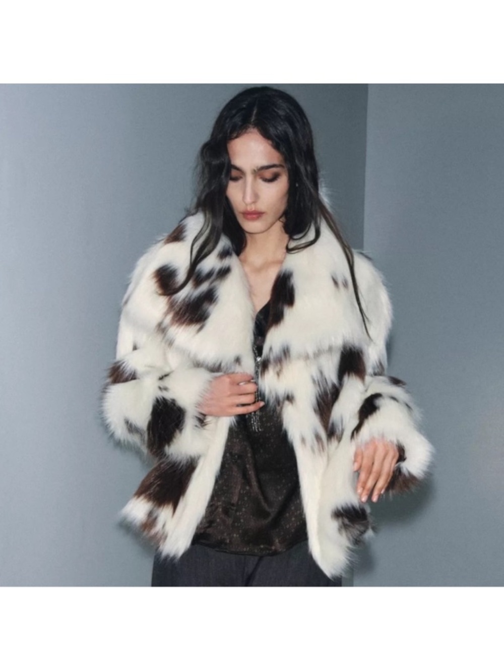 Zara Faux Fur Cow-Print Jacket LIMITED EDITION NWT 2212/245 Size M